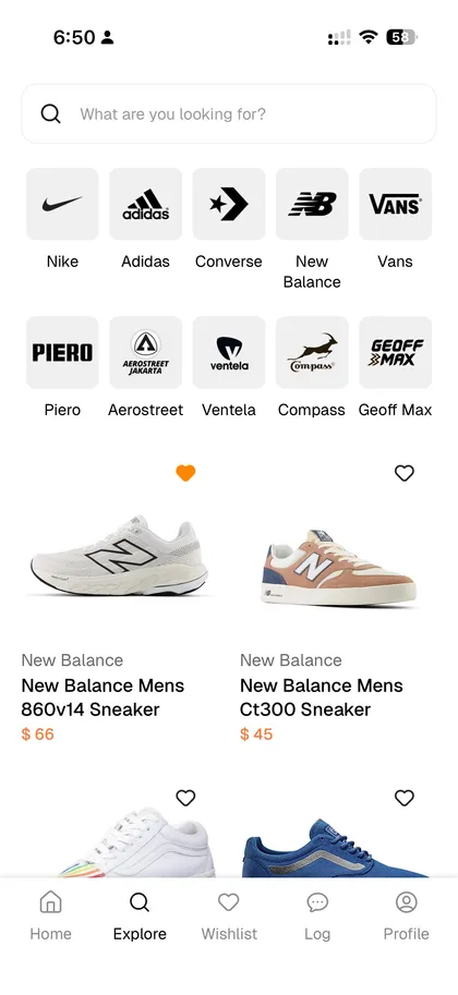Mobile marketplace home screen with product discovery