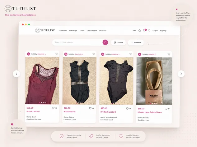 Tutulist product listings grid with filters and sorting