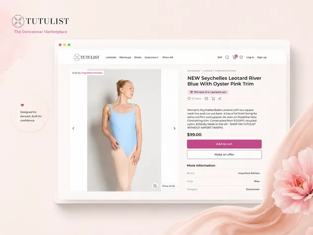 Tutulist product detail page with image gallery and offer actions