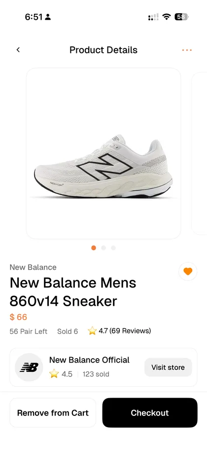 Mobile marketplace product detail screen