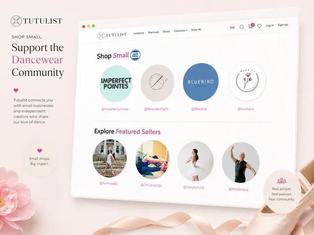 Tutulist featured seller cards and community discovery