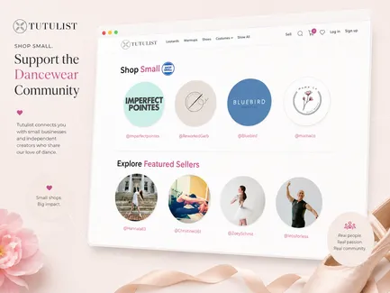 Tutulist featured seller cards for community discovery