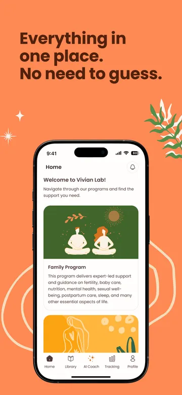 Vivian Lab daily support screen with checklist and wellness actions