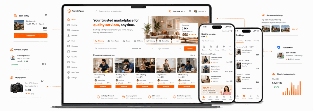 Custom marketplace, mobile app, web app, and AI product development preview